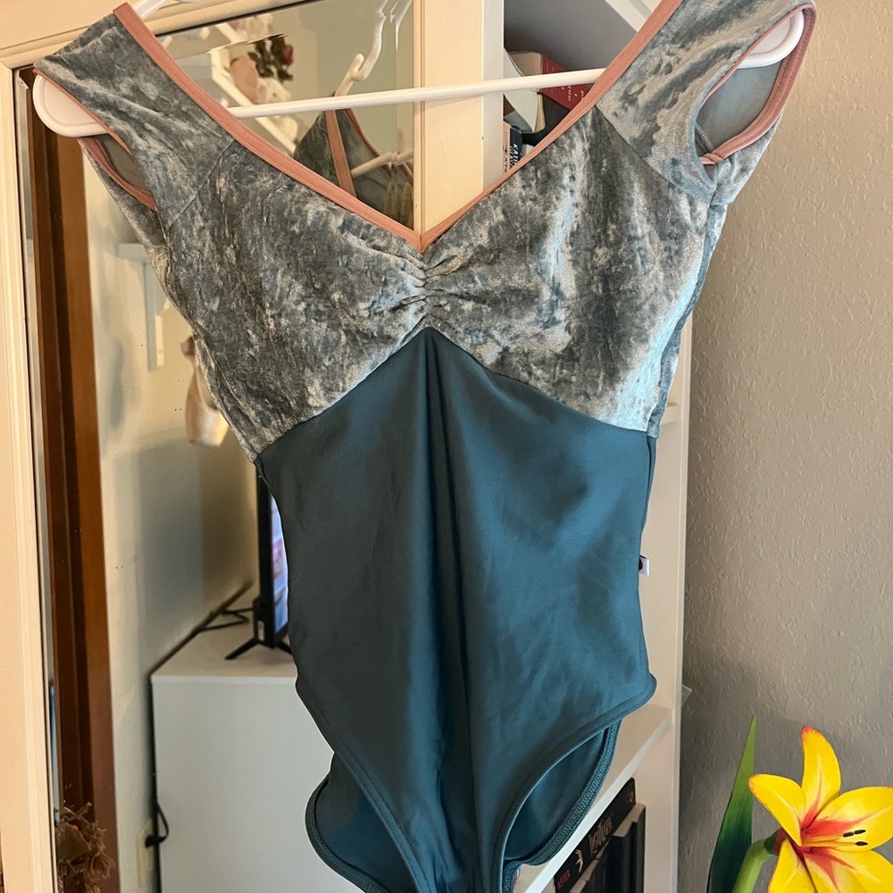 Teal and light pink Yumiko leotard